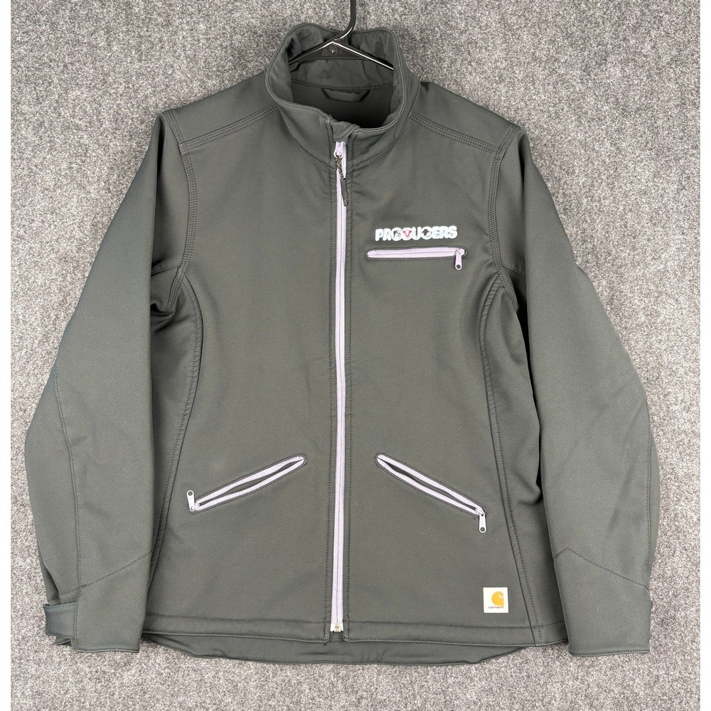 Carhartt Womens Softshell Jacket Gray Purple Trim Producers Logo Size M 8/10